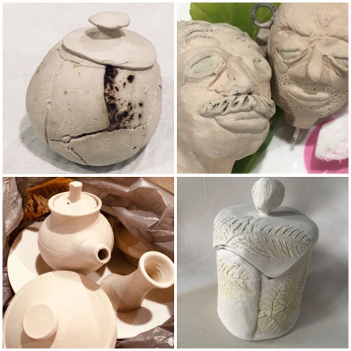 linda pottery montage teapots heads mold pots