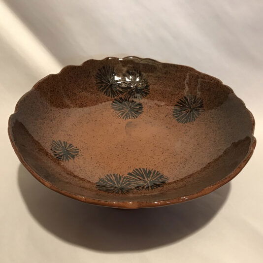 Ped.Bowl.Black.starburst.Terracota