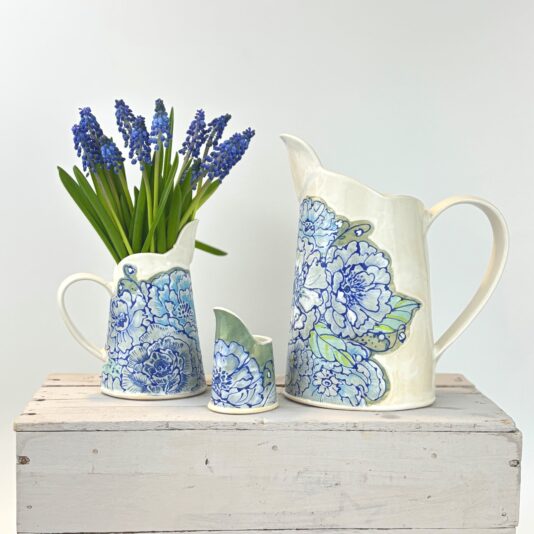 Blue Flower Pitchers