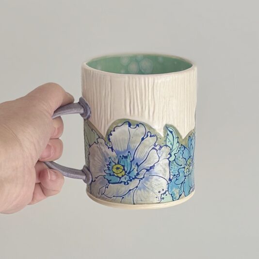 blue flower mug a